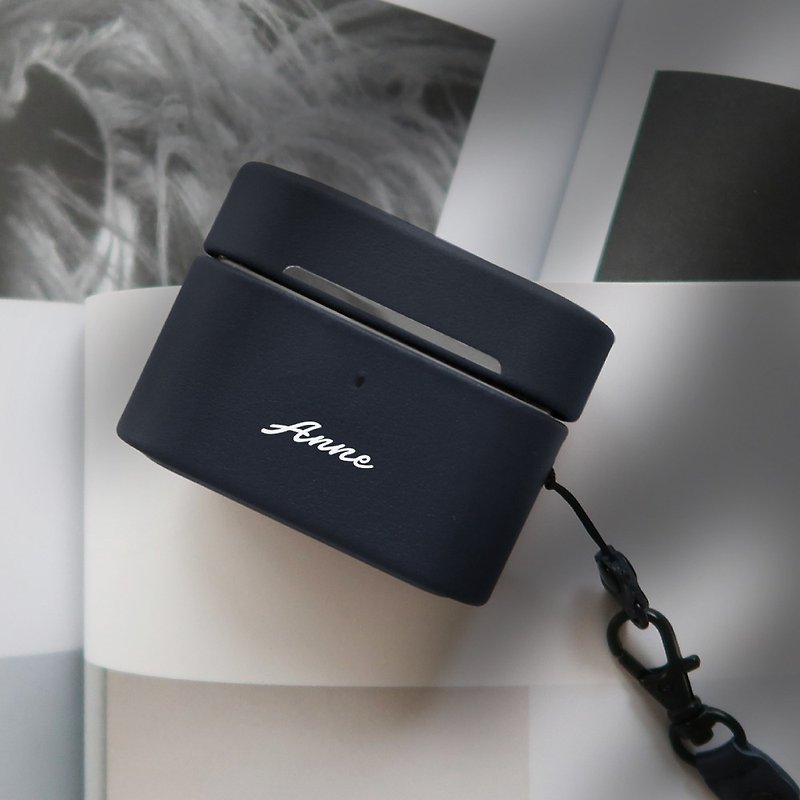 Leather AirPods Pro Case, Custom Leather Case for Apple AirPods Pro - ที่เก็บหูฟัง - พลาสติก สีดำ