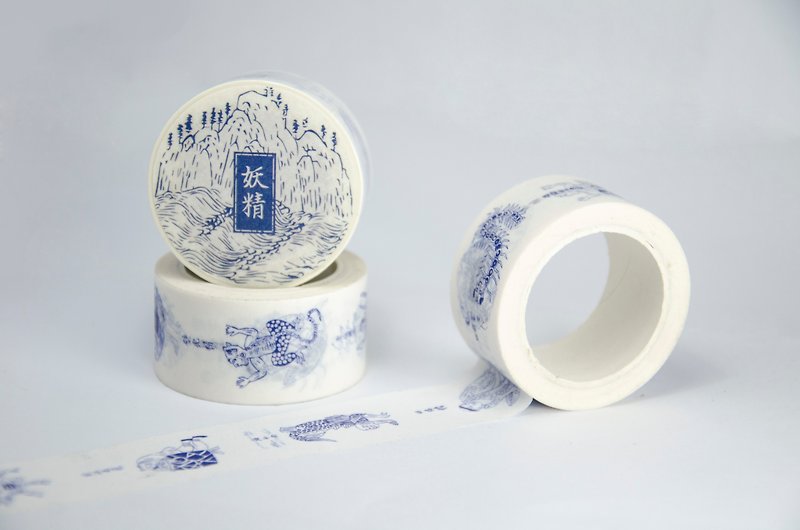 surenzhai food goods and paper tape illustration series - goblin - Washi Tape - Paper Blue