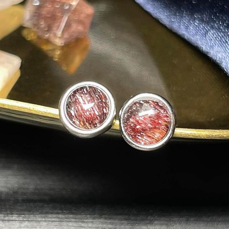Top quality black and red super seven earrings - ต่างหู - คริสตัล หลากหลายสี
