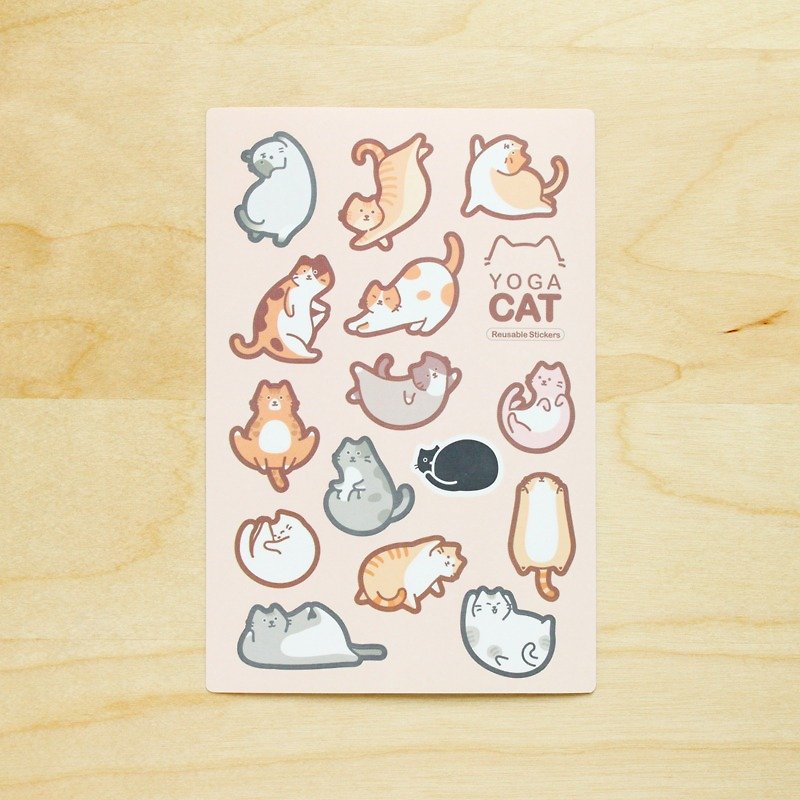 YOGA CAT Reusable Stickers - シール - 紙 多色