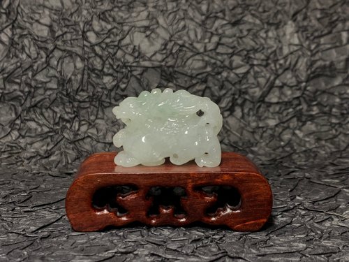 淳玉晶品坊 快速出貨 天然A貨緬甸玉翡翠招財貔貅 白翡飛天貔貅桌上型擺件