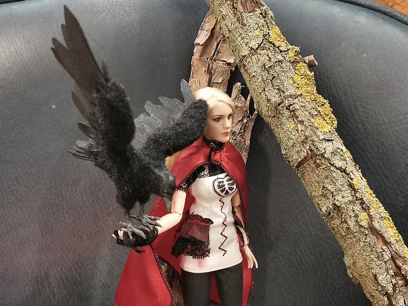 Raven realistic bird stuffed! art doll poseable - ตุ๊กตา - ไฟเบอร์อื่นๆ สีดำ