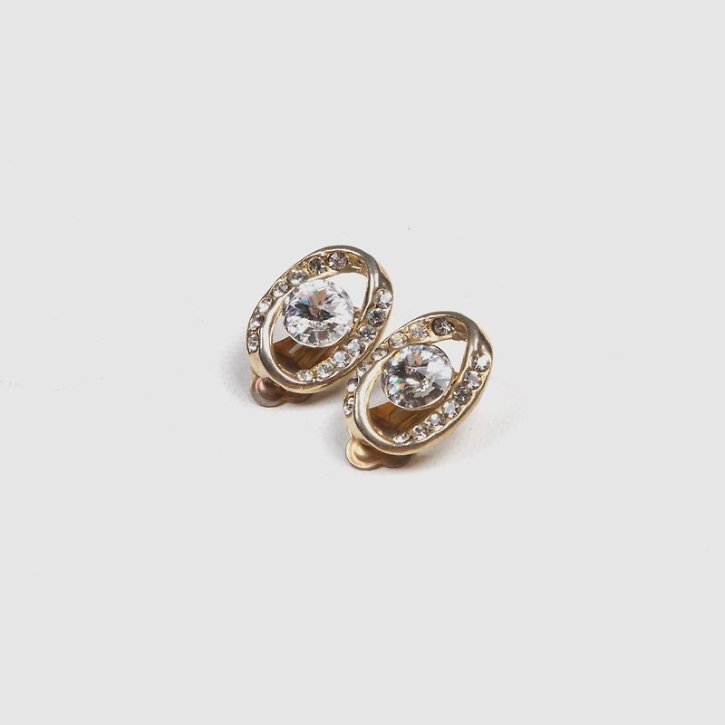 [Egg Plant Vintage] Ring Planetary Clip Antique Earrings - ต่างหู - โลหะ สีทอง