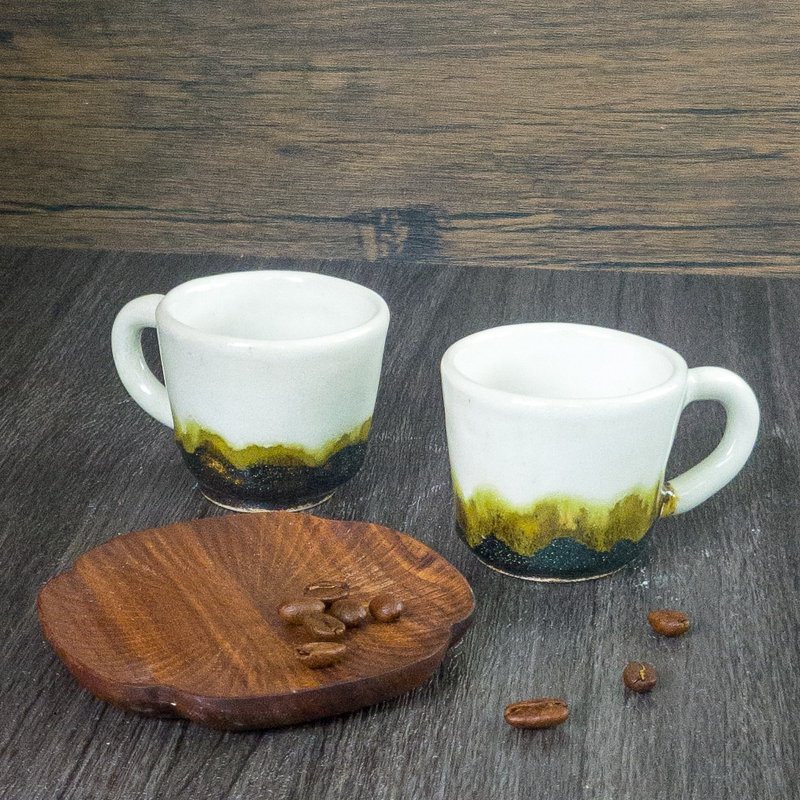 閃爍流水濃縮咖啡對杯 - 咖啡杯/馬克杯 - 陶 綠色