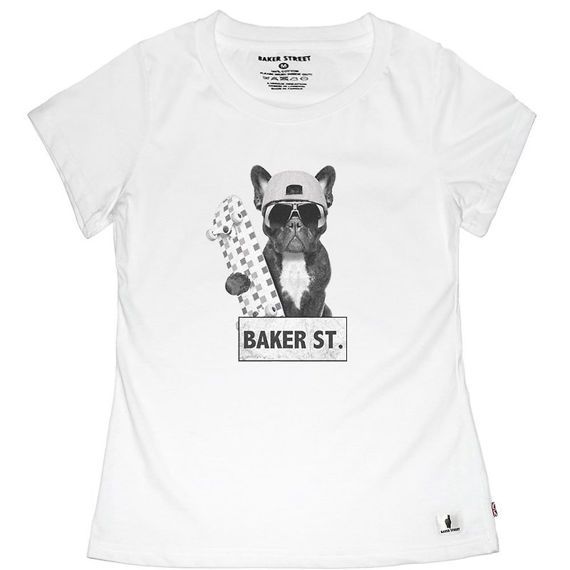 【英國Baker Street 貝克街】女裝 - 純棉短袖T - 滑板酷狗狗