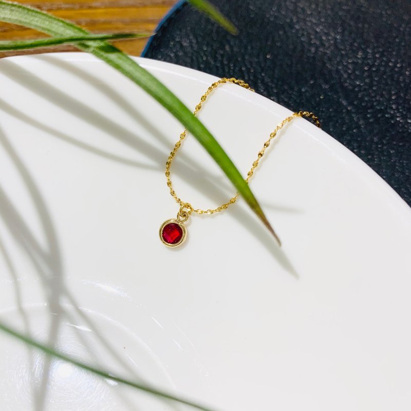 vividesign precious red natural stone small understated necklace - Necklaces - Sterling Silver Red