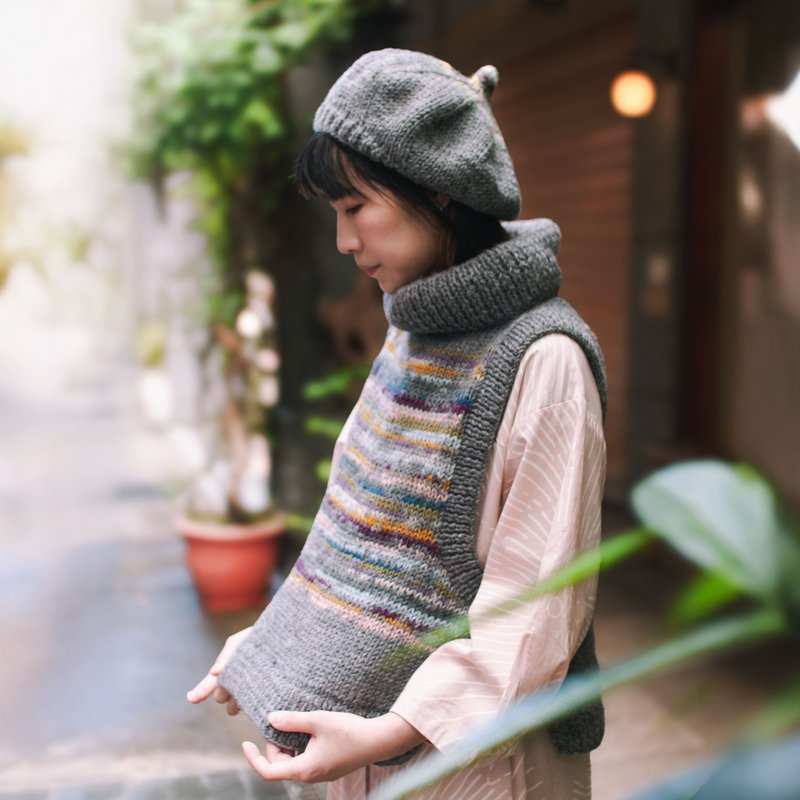 カラフルウール_ベスト_ミストグレー_フェアトレード - ニット・セーター - ウール グレー