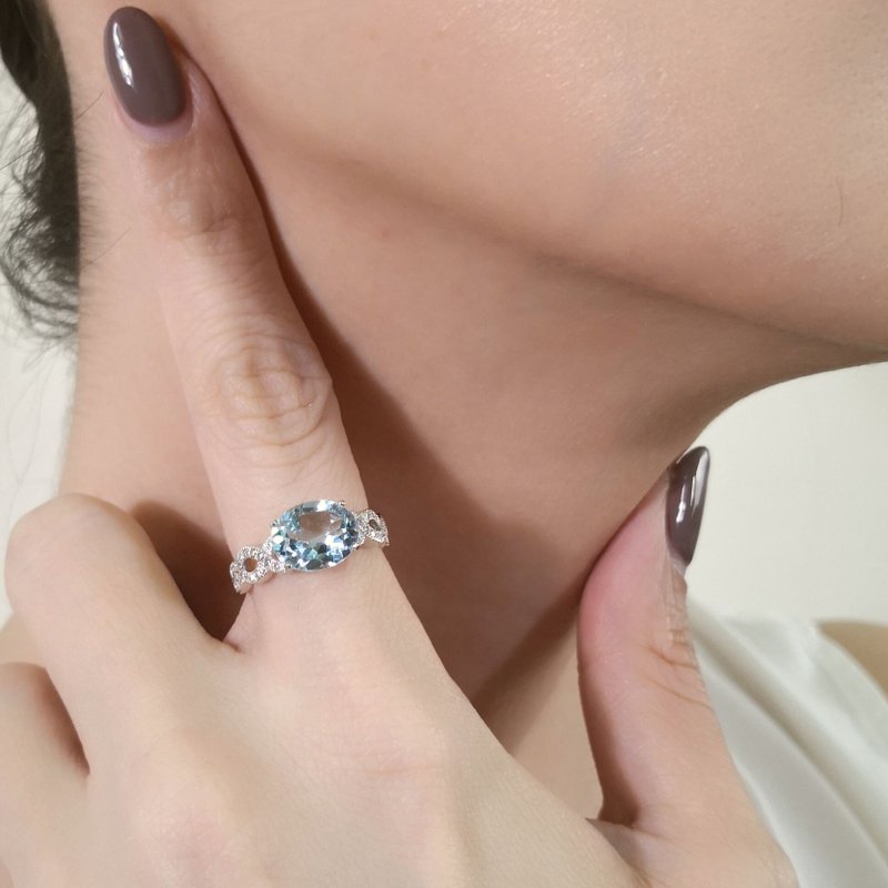 3.5 carat sky blue topaz cut perfectly shimmering sky blue luster sterling silver or customized - General Rings - Sterling Silver Blue