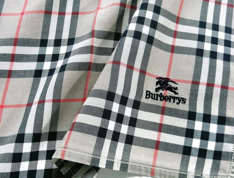 Burberry Vintage Handkerchief Pocket Square Check Beige 17 x 17 inches - ผ้าเช็ดหน้า - ผ้าฝ้าย/ผ้าลินิน สีเทา