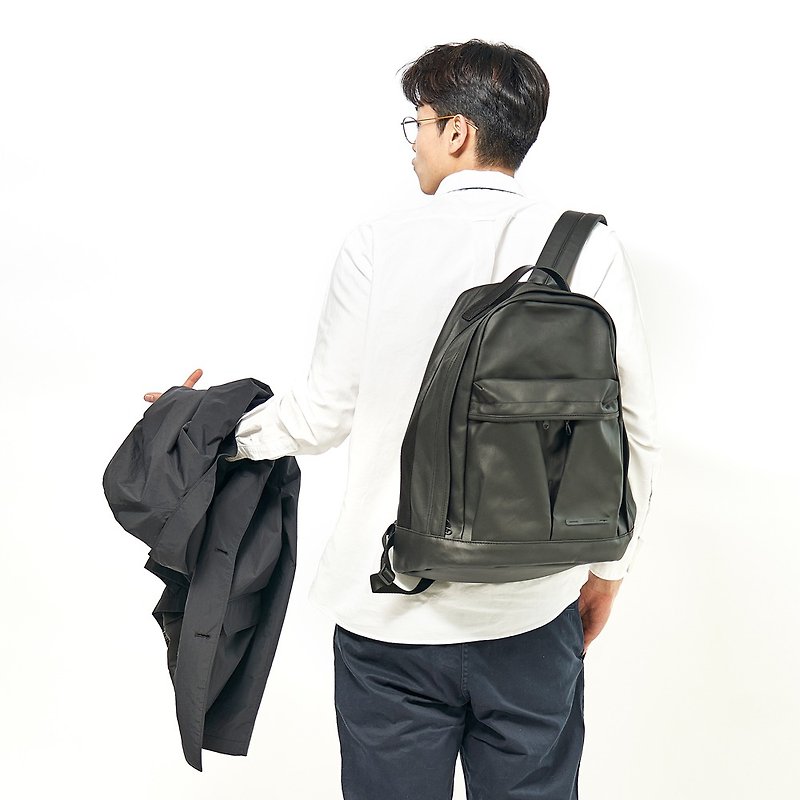 RAWROW-Very Black Series-15-inch Dual-use Classic Backpack (Portable/Back)-RBP421BK - Backpacks - Cotton & Hemp Black