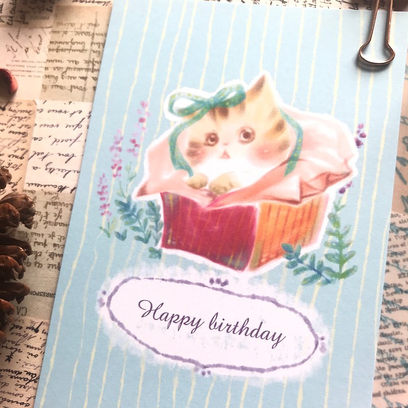 Happy Birthday Postcard - การ์ด/โปสการ์ด - กระดาษ สีน้ำเงิน