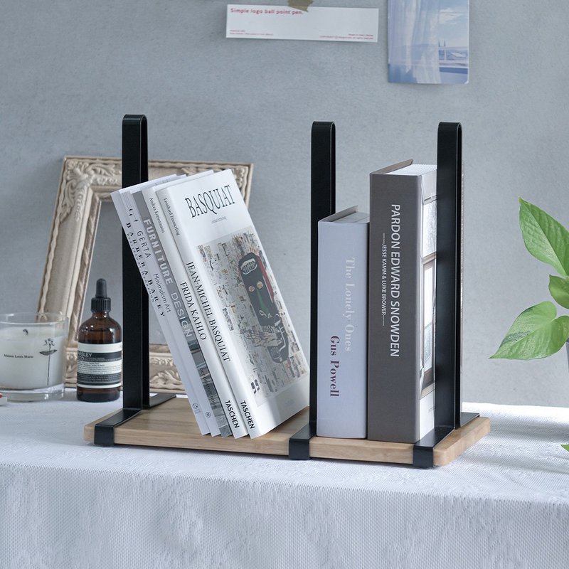 【Sim'n Coz】Wood Grain Bookshelf/Magazine Storage Rack (Black) - Bookshelves - Wood Black