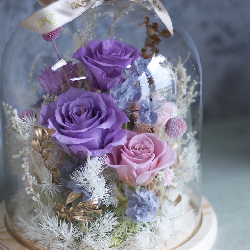【A group for one person】Eternal Flower Rose Flower Glass Cover Cup Handmade Course Taichung Custom Gift - Plants & Floral Arrangement - Plants & Flowers 