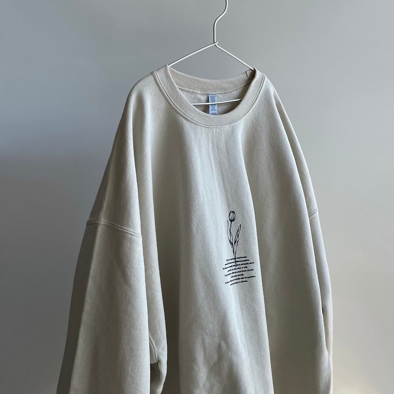 Big silhouette  sweatshirt / ecru beige / TULIP / unisex - Unisex Hoodies & T-Shirts - Cotton & Hemp Khaki
