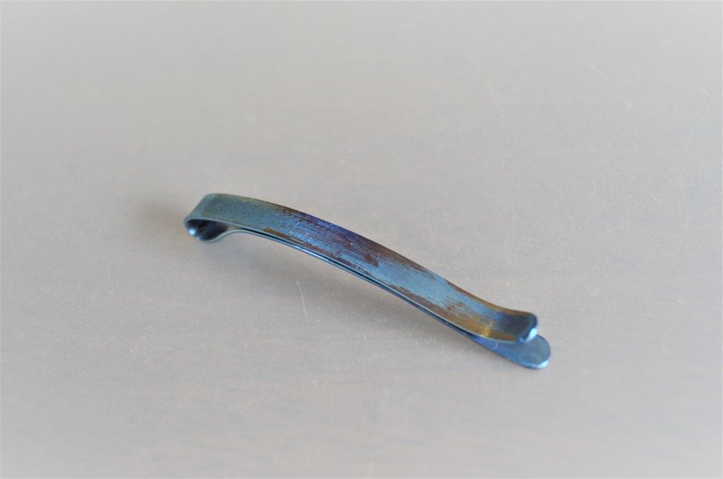 titanium hairpin, painting-like blue and gold, matte, C, 72mm - Hair Accessories - Other Metals Multicolor