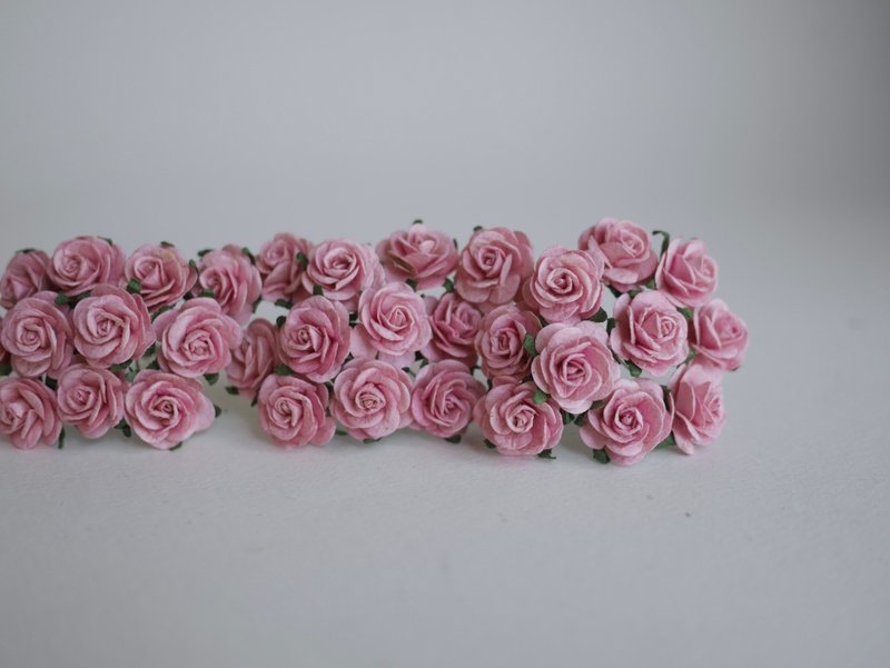 Paper Flower, 50 pcs., DIY supplies, small rose size 2 cm.,medium pink color. - Other - Paper Pink