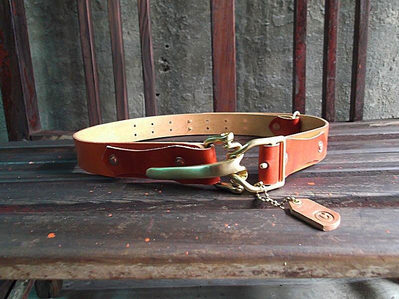 Ranger tanned leather belt biker Hand Hand Hand belt made of Bronze - Belts - Genuine Leather Multicolor