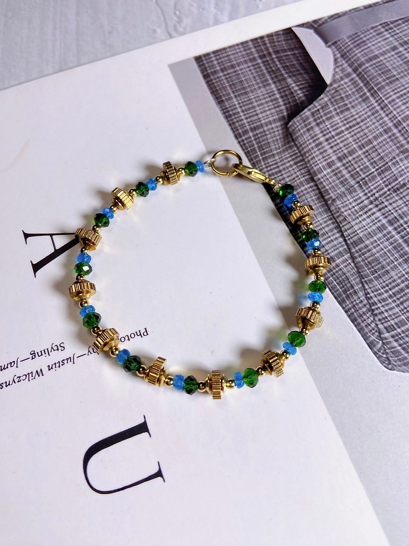 blue phosphorus//green spinel// Bronze - Bracelets - Crystal Green