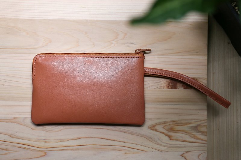 "Play skin girl" brown _ handbag - Clutch Bags - Genuine Leather Brown