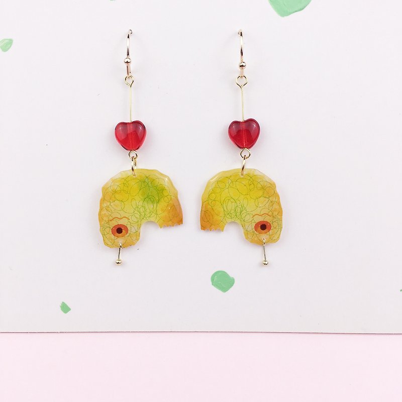A pair of small monster yellow Earrings - ต่างหู - เรซิน สีเหลือง