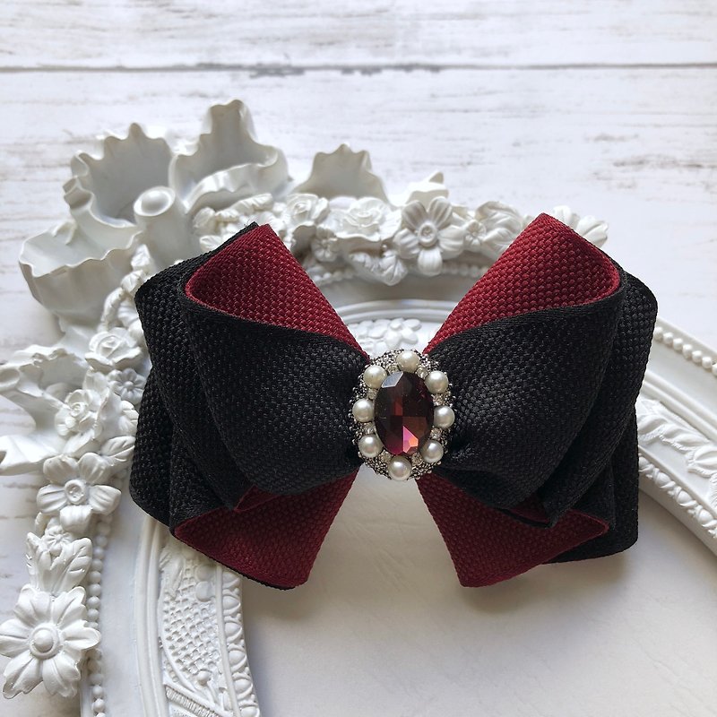 Elegant lady spring hair clip / black + red - Hair Accessories - Other Materials Red