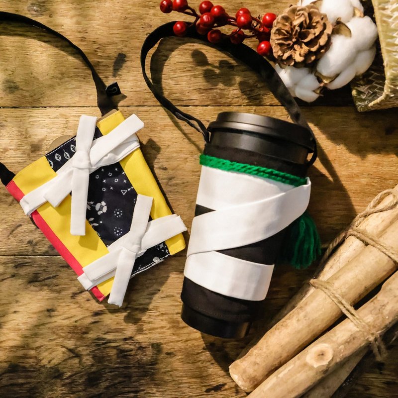 TAPELIK-TATA Take it with you-Aboriginal Aesthetics‧Lifestyle-Classic Black and White (Cup Cover) - Beverage Holders & Bags - Cotton & Hemp Black