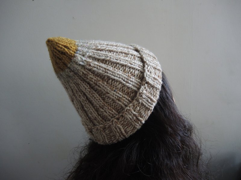 Handmade Creation_Winter Knitted Wool Hat_White/Yellow - Hats & Caps - Other Materials Multicolor