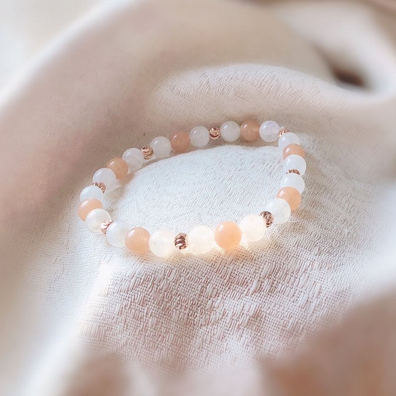 Crystal Bracelet Bangle elastic pink - สร้อยข้อมือ - คริสตัล สีส้ม