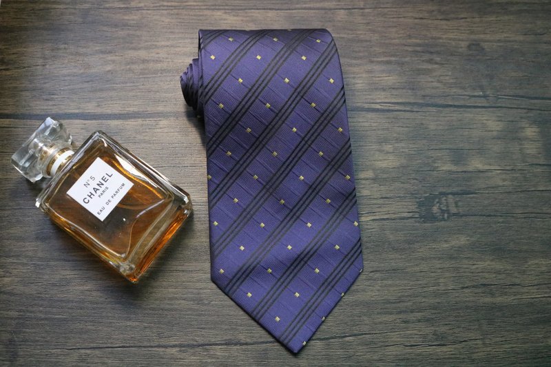 Blue purple small square silk tie / business silk simple design - Ties & Tie Clips - Silk Blue