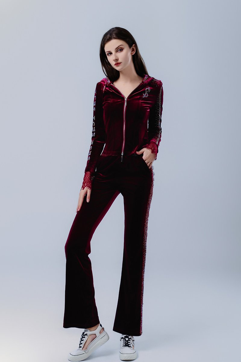 SOLELEGIA HAN HAN FINE GLITTER SUITS - Women's Casual & Functional Jackets - Other Materials Red