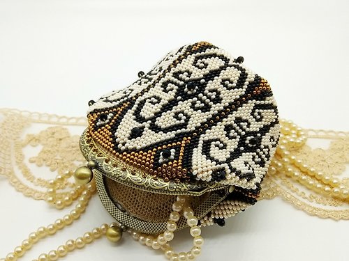 BagsArtDeco Digital Download - PDF - Bead crochet pattern - Beaded coin purse DIY #120-4