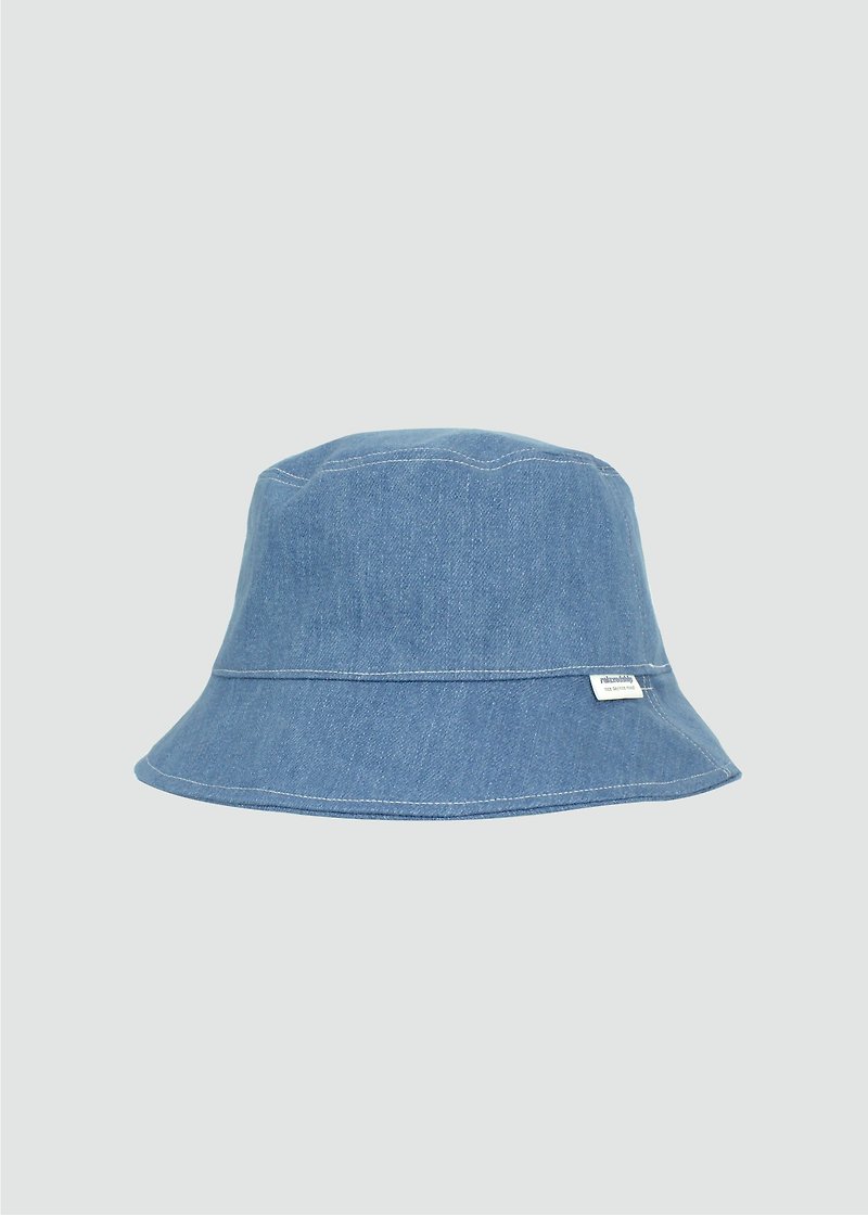 短檐漁夫帽 - 丹寧藍 - 帽子 - 棉．麻 藍色