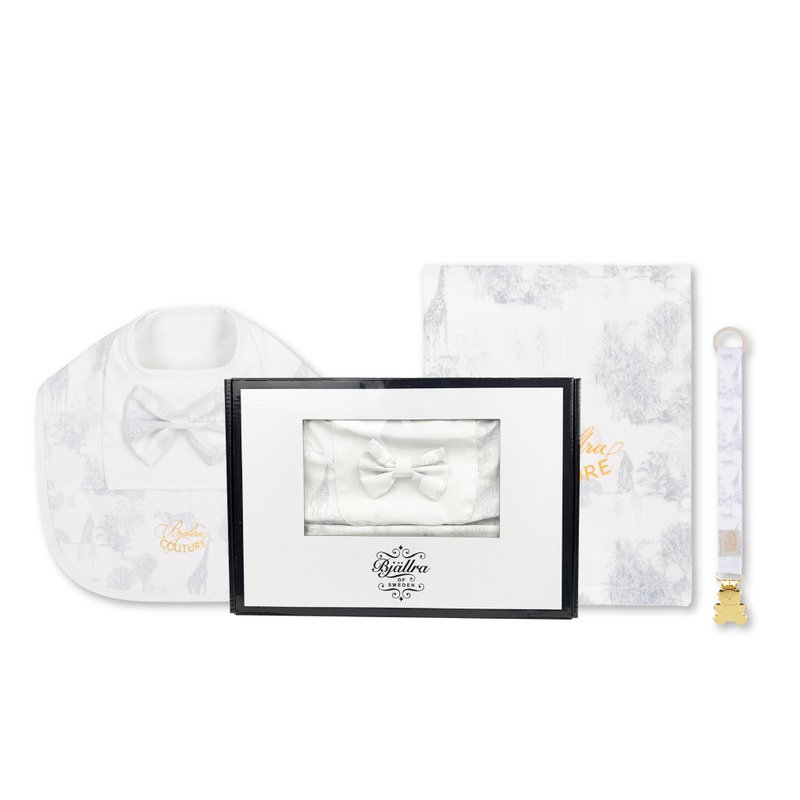 Bjallra of Sweden (BOS) Lunar Baby Gift Box Set of 3 Rococo Boys - ของขวัญวันครบรอบ - วัสดุอื่นๆ ขาว