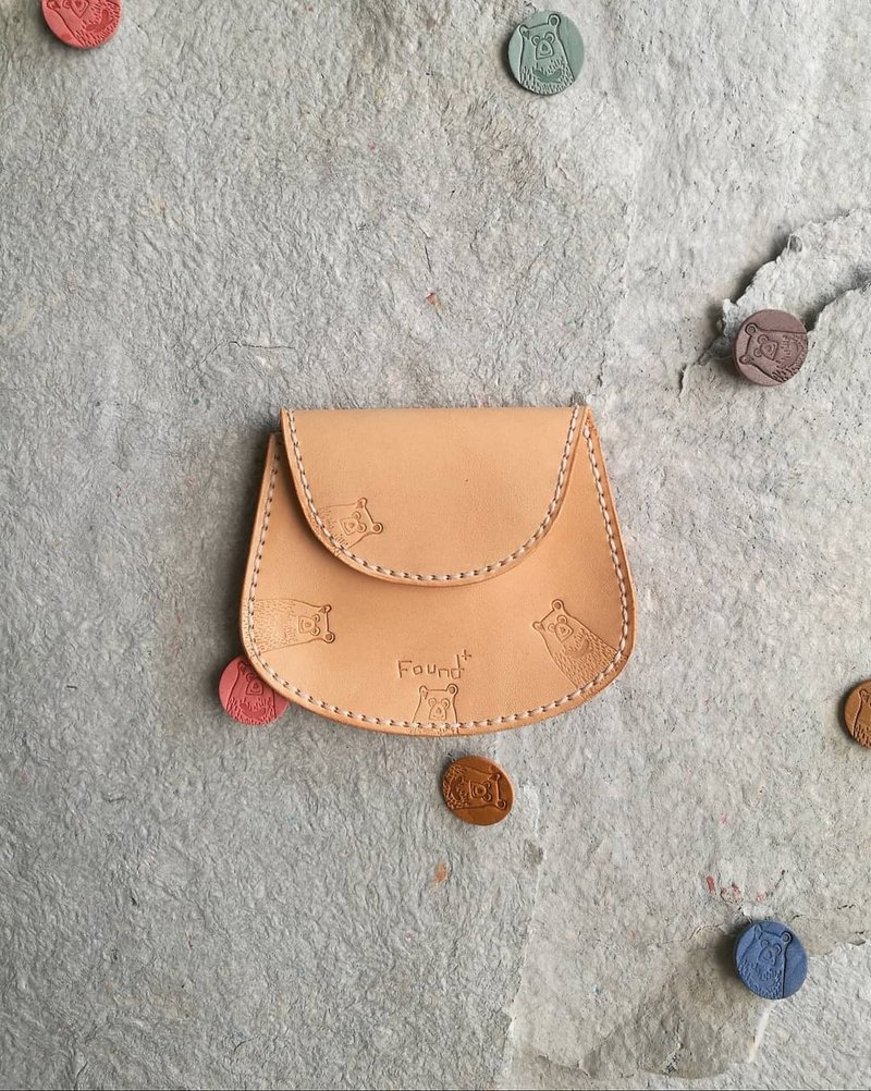 Hide-and-Seek Bears Pouch ( Handstictched ) - 零錢包/小錢包 - 真皮 