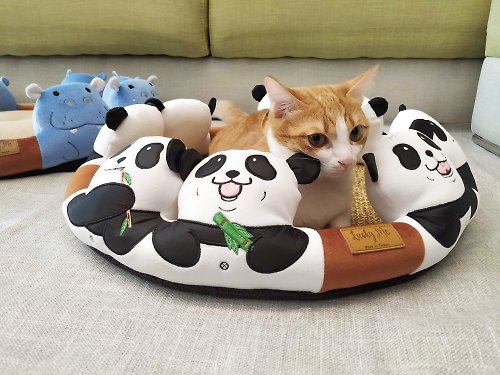 Lucky Me 寵物設計 泡湯床墊- 泡湯的大貓熊 涼墊組合 可拆式床墊