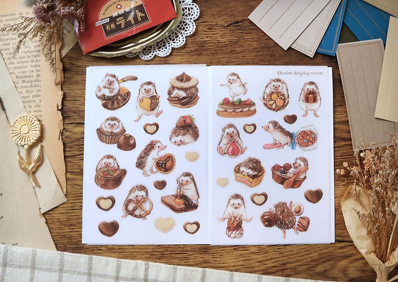 Chocolate Hedgehog - Transfer Sticker - สติกเกอร์ - พลาสติก หลากหลายสี