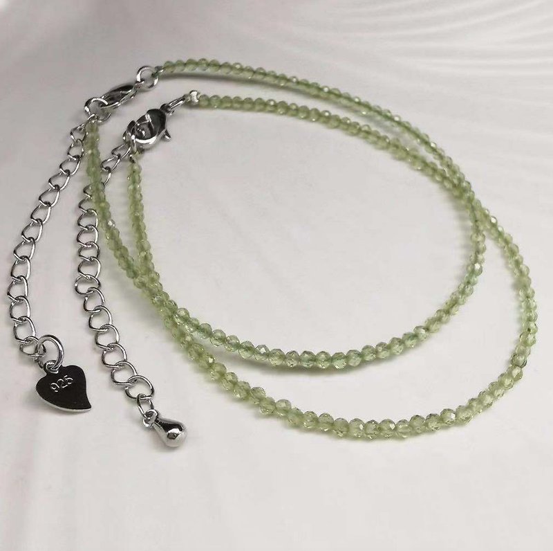 Natural Stone Bracelet | 925 Silver Irregular Faceted Handmade Custom Gift August Birthstone - Bracelets - Crystal Green