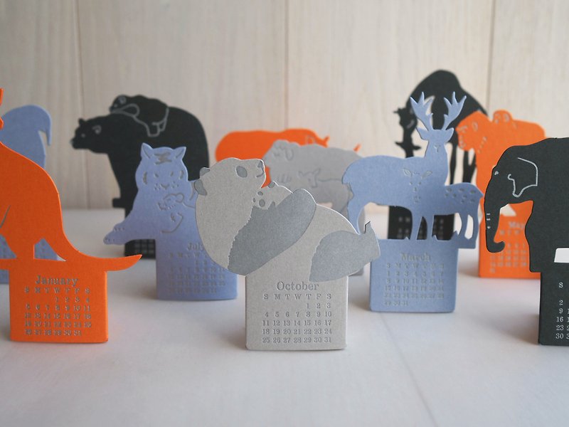 2020 Letterpress Printing Small Animal Calendar - ปฏิทิน - กระดาษ สีเทา