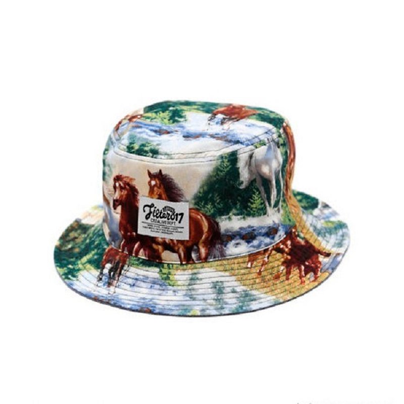 Filter017 The Year Of The Horse Limited Reversible Bucket Hat / 馬年限定系列 駿馬圖雙面戴漁夫帽 - 帽子 - 棉．麻 