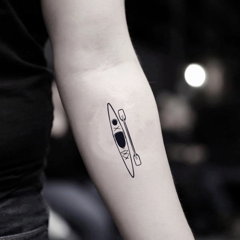 Kayak Temporary Fake Tattoo Sticker (Set of 2) - OhMyTat - สติ๊กเกอร์แทททู - กระดาษ สีดำ
