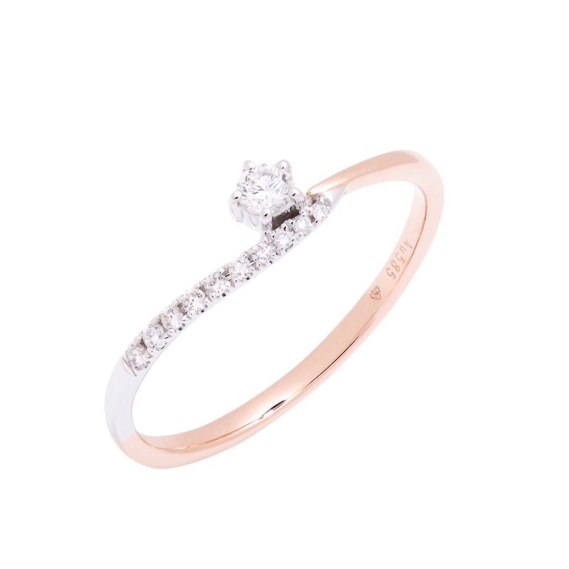 Textured five-claw diamond ring for women - แหวนทั่วไป - เพชร ขาว