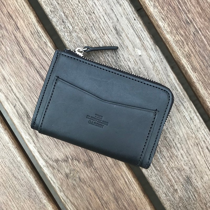 Coin zip purse /Black - 零錢包/小錢包 - 真皮 黑色