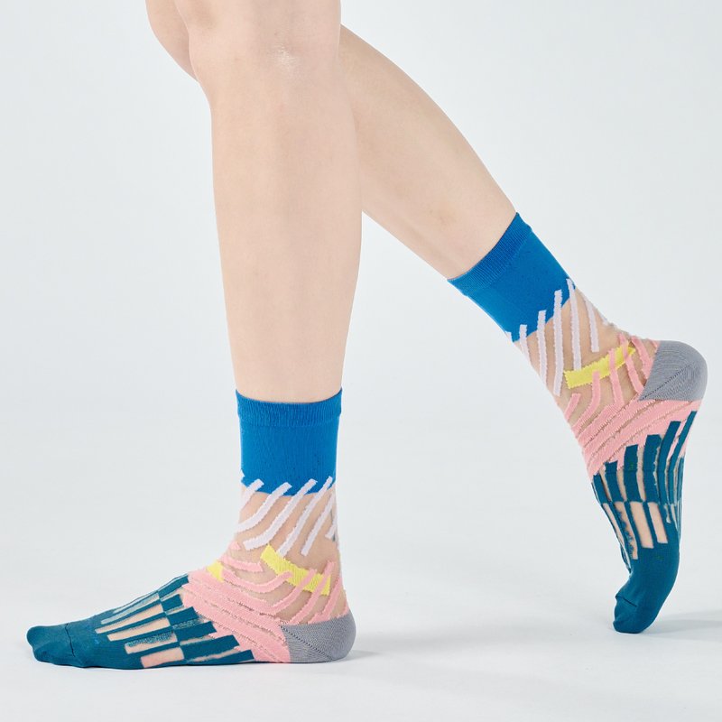 ワルツ シアーミドル丈ソックス - ブルーグリーン (M) - 靴下・ソックス - コットン・麻 ブルー