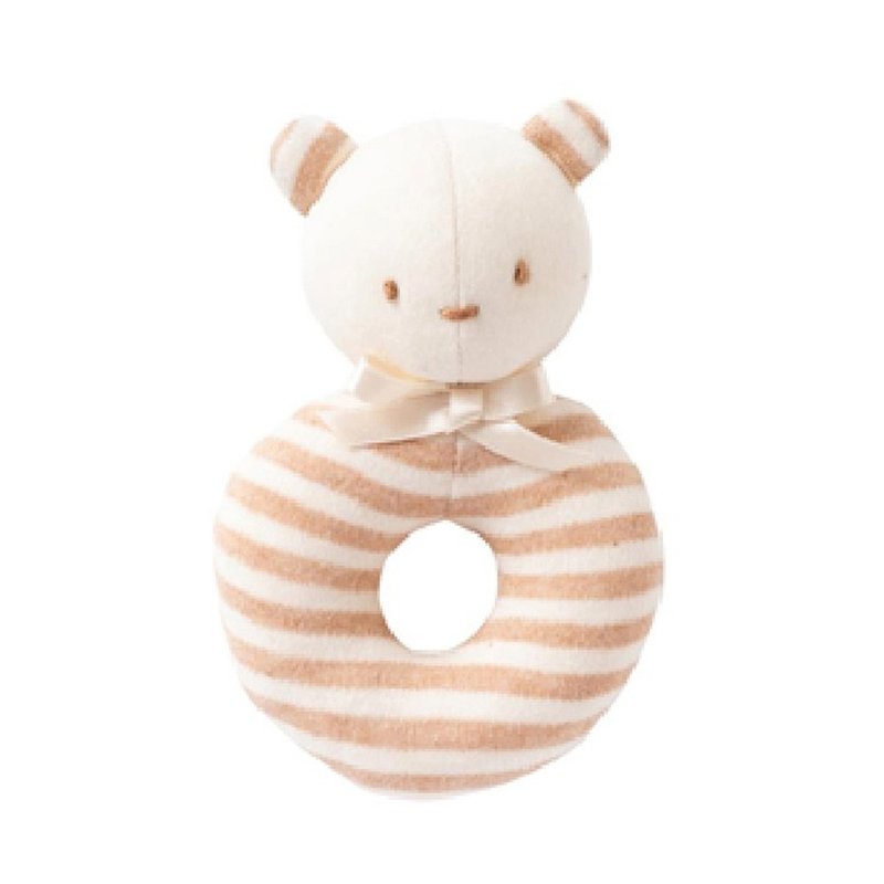 [Japanese OP mini] Organic cotton baby hand rattle/doll bear - Kids' Toys - Cotton & Hemp 