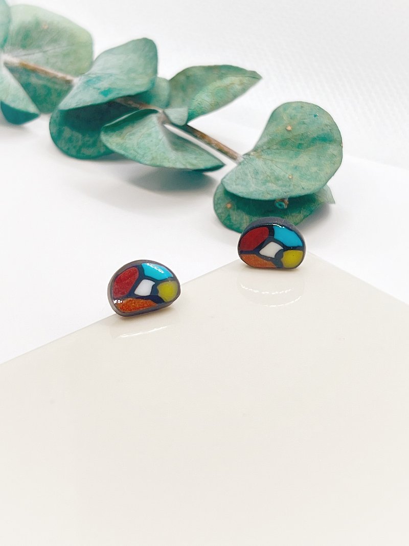 Aurora Clay Design/Geometric Little Bean - Earrings & Clip-ons - Clay Multicolor