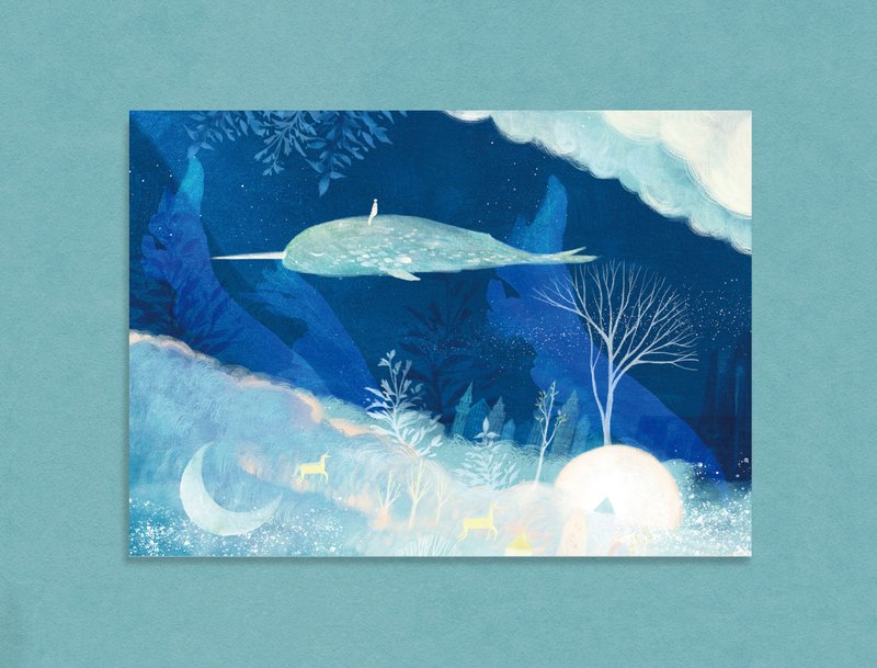 Illustrated Postcard - The Company of Naw Whales - Cards & Postcards - Paper 