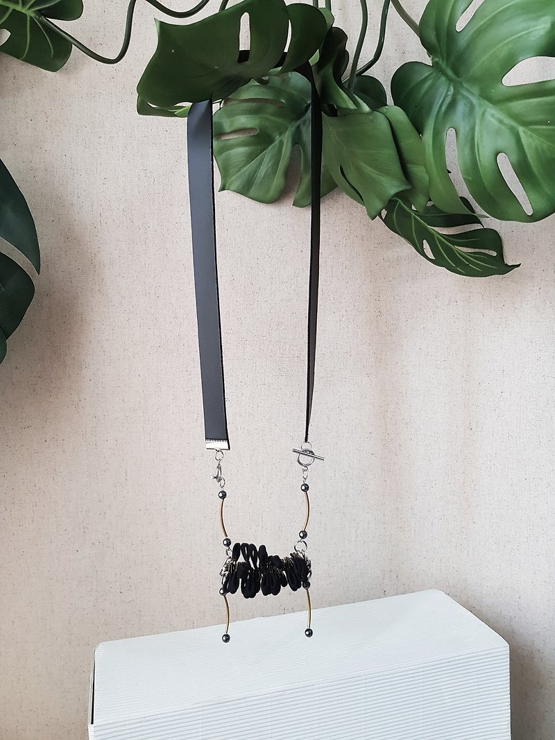 KEIRA Necklace :BLACK - Necklaces - Faux Leather Black