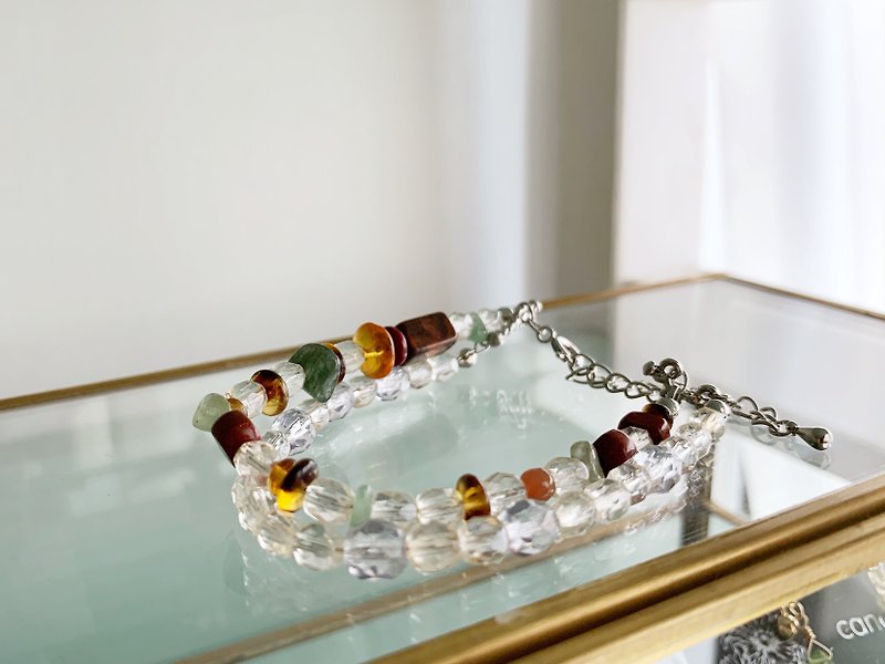 Double Czech beads various MIX bracelet Vol.3 - Bracelets - Glass Khaki