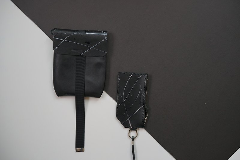 Handmade Leather Crossbody Bag Crossbody Bag Passport Bag/Customized Gifts, Christmas Gifts - กระเป๋าแมสเซนเจอร์ - หนังแท้ สีดำ