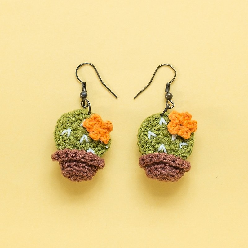 Earrings crochet fruit | The Cactus #002 - ต่างหู - ผ้าฝ้าย/ผ้าลินิน สีเขียว